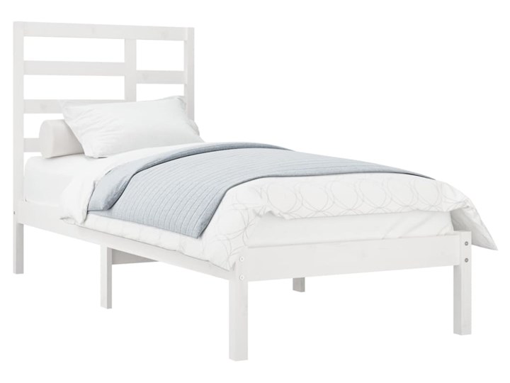 vidaXL Rama łóżka, biała, lite drewno, 90x190 cm, pojedyncza Łóżko drewniane Styl Tradycyjny