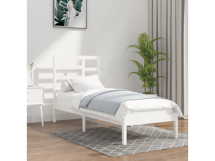 vidaXL Rama łóżka, biała, lite drewno, 90x190 cm, pojedyncza Łóżko drewniane Styl Nowoczesny Styl Rustykalny