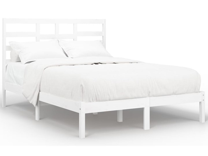 vidaXL Rama łóżka, biała, lite drewno, 120x190 cm, podwójna Styl Tradycyjny Łóżko drewniane Styl Rustykalny