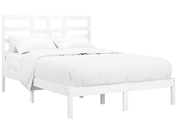 vidaXL Rama łóżka, biała, lite drewno, 120x190 cm, podwójna Łóżko drewniane Styl Tradycyjny Styl Nowoczesny