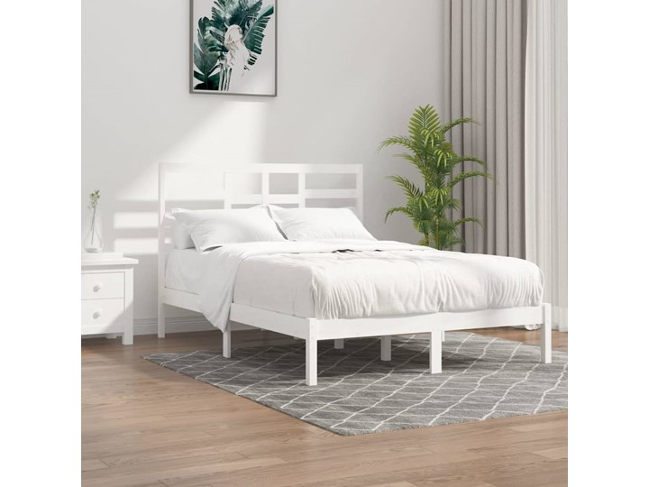 vidaXL Rama łóżka, biała, lite drewno, 120x190 cm, podwójna Łóżko drewniane Styl Tradycyjny