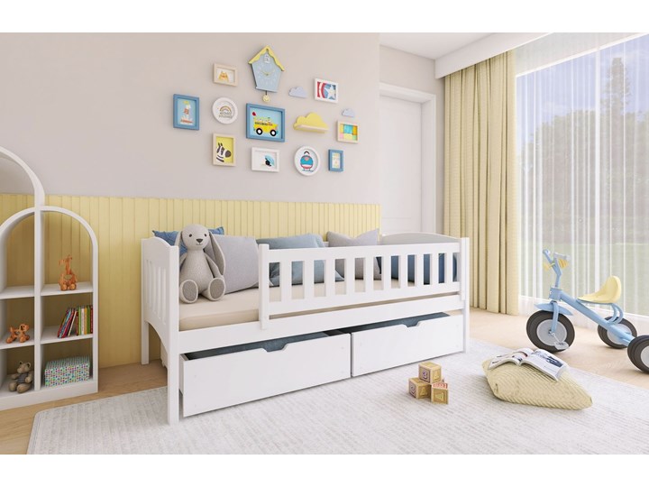 Łóżko dziecięce GUCIO Lano Meble Kategoria Łóżka dla dzieci Tradycyjne Drewno Kolor Biały