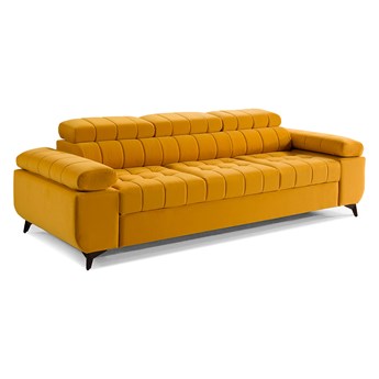 Sofa 3-osobowa Dark z funkcją spania, regulowanymi zagłówkami i podłokietnikami 253x92x99