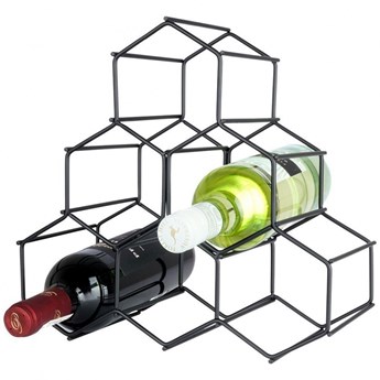 Stojak na wino metalowy czarny 6 butelek 29,5x14,5x28,5 cm kod: O-229059