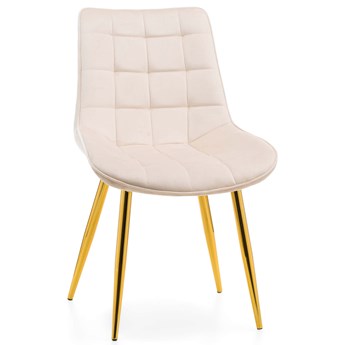 Krzesło welurowe beżowe ART831C złote nogi