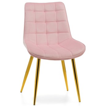 Krzesło welurowe różowe ART831C złote nogi