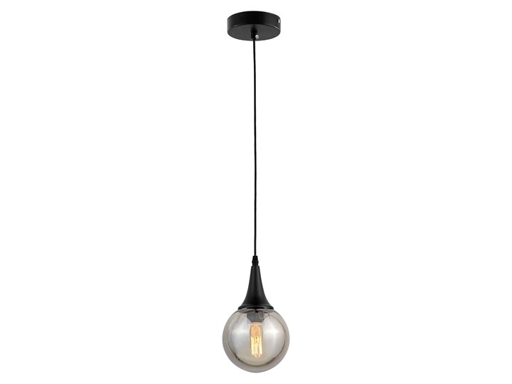 LAMPA WISZĄCA LOFT CZARNA ROCHERRO Szkło Żarówka na kablu Lampa z abażurem Lampa z kloszem Ilość źródeł światła 1 źródło Metal Pomieszczenie Salon