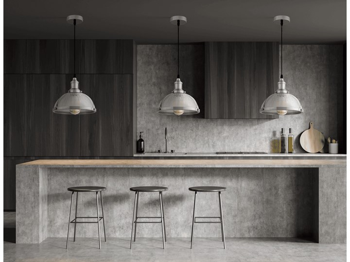 LAMPA WISZĄCA LOFT CHROMOWANA BRICO Pomieszczenie Salon Szkło Lampa z kloszem Metal Lampa z abażurem Pomieszczenie Sypialnia