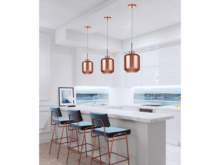 NOWOCZESNA LAMPA WISZĄCA ZWIS RÓŻOWE ZŁOTO ALACOSMO W1 Szkło Metal Pomieszczenie Sypialnia Lampa z kloszem Lampa z abażurem Styl Nowoczesny