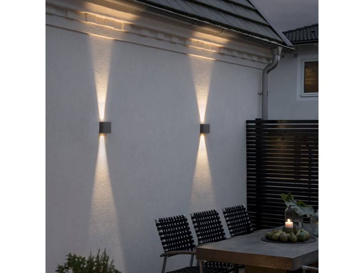 KONSTSMIDE Lampa ścienna LED Chieri, 2 x 6 W, antracytowa Kinkiet ogrodowy Kolor Czarny Lampa LED Kategoria Lampy ogrodowe