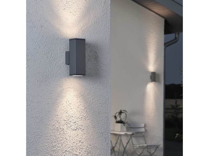 KONSTSMIDE Lampa ścienna Monza, dwustronna, sześcienna, ciemnoszara Kinkiet ogrodowy Kategoria Lampy ogrodowe