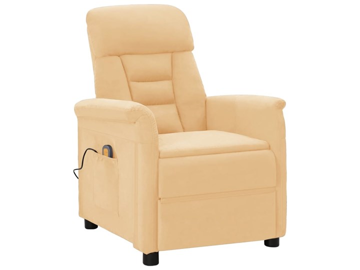 vidaXL Rozkładany fotel masujący, kremowy, sztuczna skóra zamszowa Skóra ekologiczna Szerokość 73 cm Tworzywo sztuczne Fotel rozkładany Kategoria Fotele do salonu