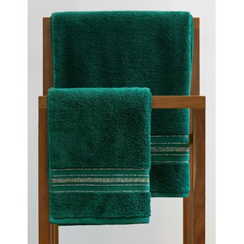 Ręcznik DUKE z paskami lureksowymi zielony 70x130 cm - Homla