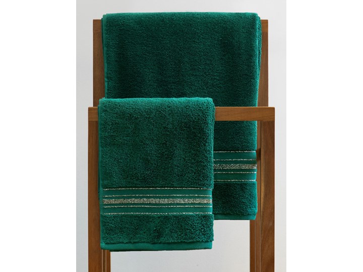 Ręcznik DUKE z paskami lureksowymi zielony 50x90 cm - Homla