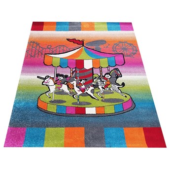 Różowy dywan dla dziewczynki z karuzelą - Abizo