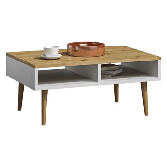 Skandynawska ława do salonu dąb artisan + biały - Lorux