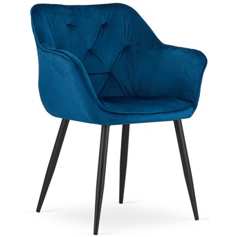 Komplet niebieskich welurowych krzeseł metalowych 2 szt. - Daris