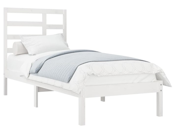 vidaXL Rama łóżka, biała, lite drewno, 90x200 cm Łóżko drewniane Styl Rustykalny