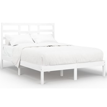 vidaXL Rama łóżka, biała, lite drewno, 150x200 cm, King Size