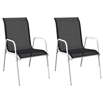 vidaXL Krzesła ogrodowe, sztaplowane, 2 szt., stal i Textilene, czarne