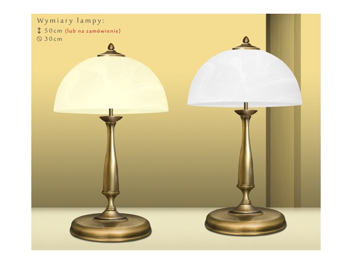 Klasyczna lampa gabinetowa P-B2 Szkło Lampa LED Mosiądz Wysokość 50 cm Lampa z kloszem Styl Tradycyjny Kolor Złoty
