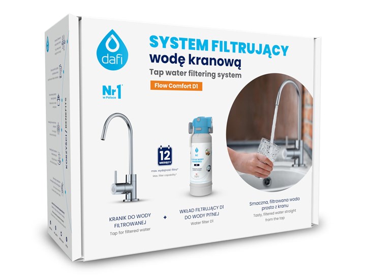 System filtrujący Dafi FLOW COMFORT D1 + kran do wody filtrowanej ALTO chrom Kategoria Zestawy armatury do kuchni