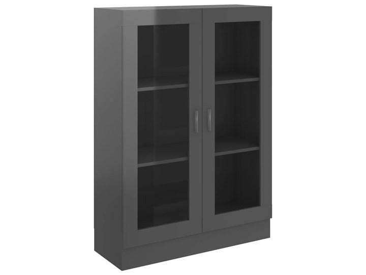 vidaXL Witryna, wysoki połysk, szara, 82,5x30,5x115 cm, płyta Stojące Szkło Szerokość 83 cm Płyta MDF Płyta laminowana Głębokość 31 cm Na książki Płyta meblowa Styl Tradycyjny