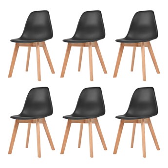 vidaXL Krzesła stołowe, 6 szt., czarne, plastik