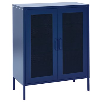 Beliani Szafka dwudrzwiowa ciemnoniebieska stalowa z półkami meble do biura domowego industrialny design