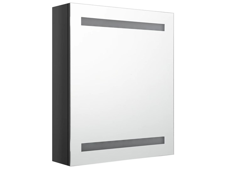 vidaXL Szafka łazienkowa z lustrem i LED, lśniąca czerń, 50x14x60 cm Szkło Szerokość 50 cm Wiszące Płyta MDF Głębokość 14 cm Kategoria Szafki stojące Kolor Czarny