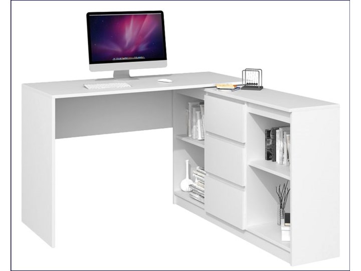 Białe biurko narożne z komodą - Luvis 4X Głębokość 50 cm Pomieszczenie Biuro Szerokość 120 cm Płyta meblowa Styl Nowoczesny