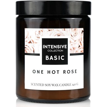 Intensive Collection Amber Basic sojowa świeca zapachowa drewniany knot 140 g - One Hot Rose