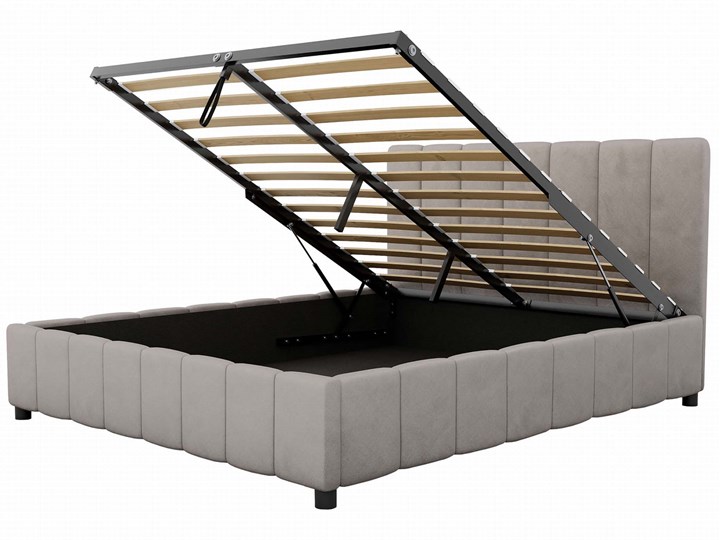 Łóżko tapicerowane 120x200 LEA z pojemnikiem na pościel Tkanina Drewno Welur Metal Kategoria Łóżka do sypialni