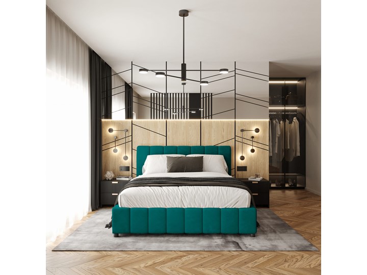 Łóżko tapicerowane 120x200  LEA z pojemnikiem na pościel Tkanina Welur Kategoria Łóżka do sypialni Drewno Metal Kolor Szary