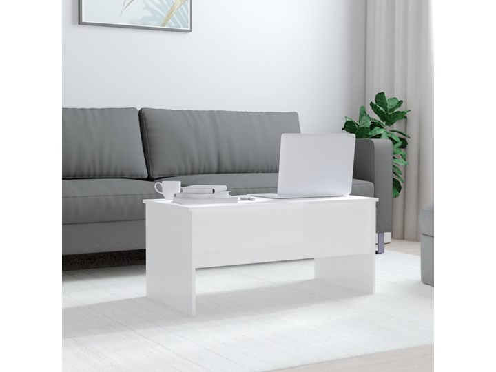 vidaXL Stolik kawowy, biały o wysokim połysku, 102x50,5x46,5 cm Drewno Funkcje Z regulacją wysokości Kategoria Stoliki i ławy