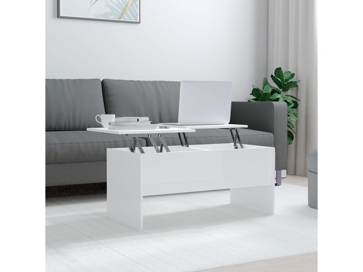 vidaXL Stolik kawowy, biały o wysokim połysku, 102x50,5x46,5 cm Drewno Kształt blatu Prostokątne