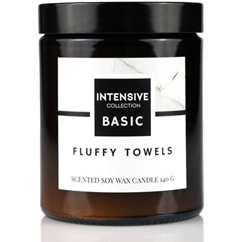 Intensive Collection Amber Basic sojowa świeca zapachowa drewniany knot 140 g - Fluffy Towels