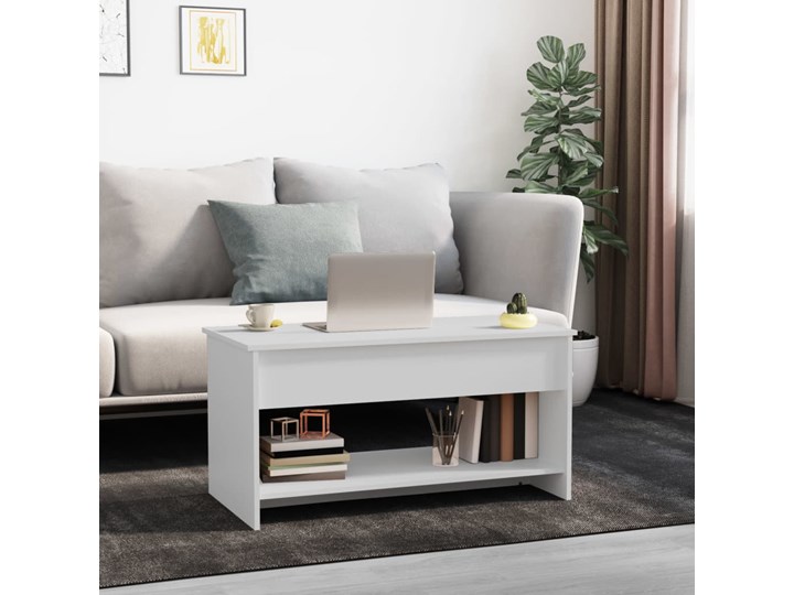 vidaXL Stolik kawowy, biały, 102x50x52,5 cm, materiał drewnopochodny Szerokość 50 cm Funkcje Z regulacją wysokości Długość 102 cm Styl Nowoczesny