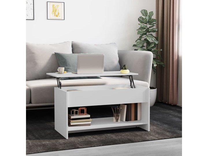 vidaXL Stolik kawowy, biały, 102x50x52,5 cm, materiał drewnopochodny Szerokość 50 cm Długość 102 cm Funkcje Z regulacją wysokości Styl Nowoczesny
