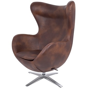 Designerski fotel obrotowy i bujany z ekoskóry Egg Szeroki PU