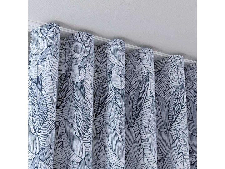 Zasłona na taśmie wave, biało-granatowy, 1szt 65 × 280 cm, Velvet