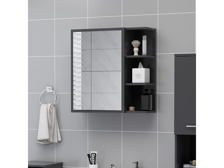 vidaXL Szafka z lustrem, szara, 62,5 x 20,5 x 64 cm, płyta wiórowa Kategoria Szafki stojące Płyta stolarska Wiszące Płyta MDF Nad umywalkę Styl Nowoczesny