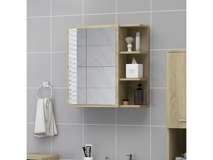 vidaXL Szafka z lustrem, dąb sonoma, 62,5 x 20,5 x 64 cm, płyta Nad umywalkę Płyta MDF Drewno Wiszące Styl Nowoczesny Płyta stolarska Kategoria Szafki stojące