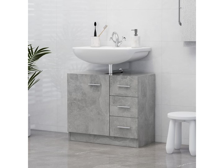 vidaXL Szafka pod umywalkę, szarość betonu, 63x30x54 cm, płyta Płyta MDF Stojące Poziome Głębokość 30 cm Wysokość 63 cm Kategoria Szafki stojące Szerokość 63 cm Płyta stolarska Kolor Szary