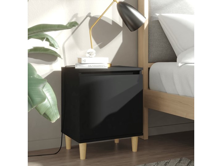 vidaXL 2 szafki nocne z drewnianymi nóżkami, czarne, 40x30x50 cm Głębokość 30 cm Płyta meblowa Szerokość 40 cm Płyta MDF Drewno Płyta laminowana Styl Skandynawski