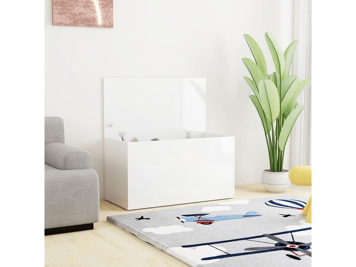 vidaXL Skrzynia, biel z połyskiem 84x42x46 cm, materiał drewnopochodny Kolor Biały Kategoria