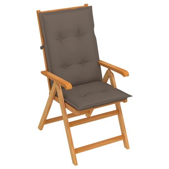 vidaXL Krzesło ogrodowe z poduszkami w kolorze taupe, drewno tekowe