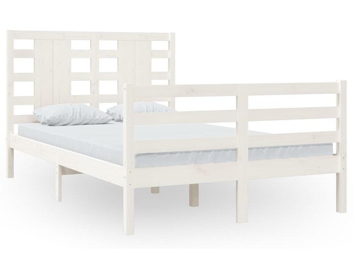 vidaXL Rama łóżka, biała, lite drewno sosnowe, 120 x 200 cm Łóżko drewniane Styl Nowoczesny Styl Tradycyjny