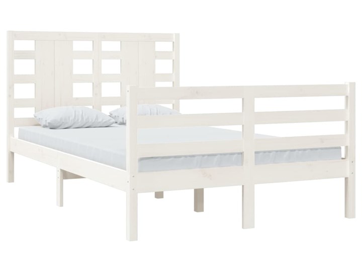vidaXL Rama łóżka, biała, lite drewno sosnowe, 120 x 200 cm Łóżko drewniane Styl Rustykalny Styl Nowoczesny