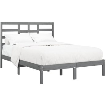 vidaXL Rama łóżka, szara, lite drewno, 150x200 cm, King Size